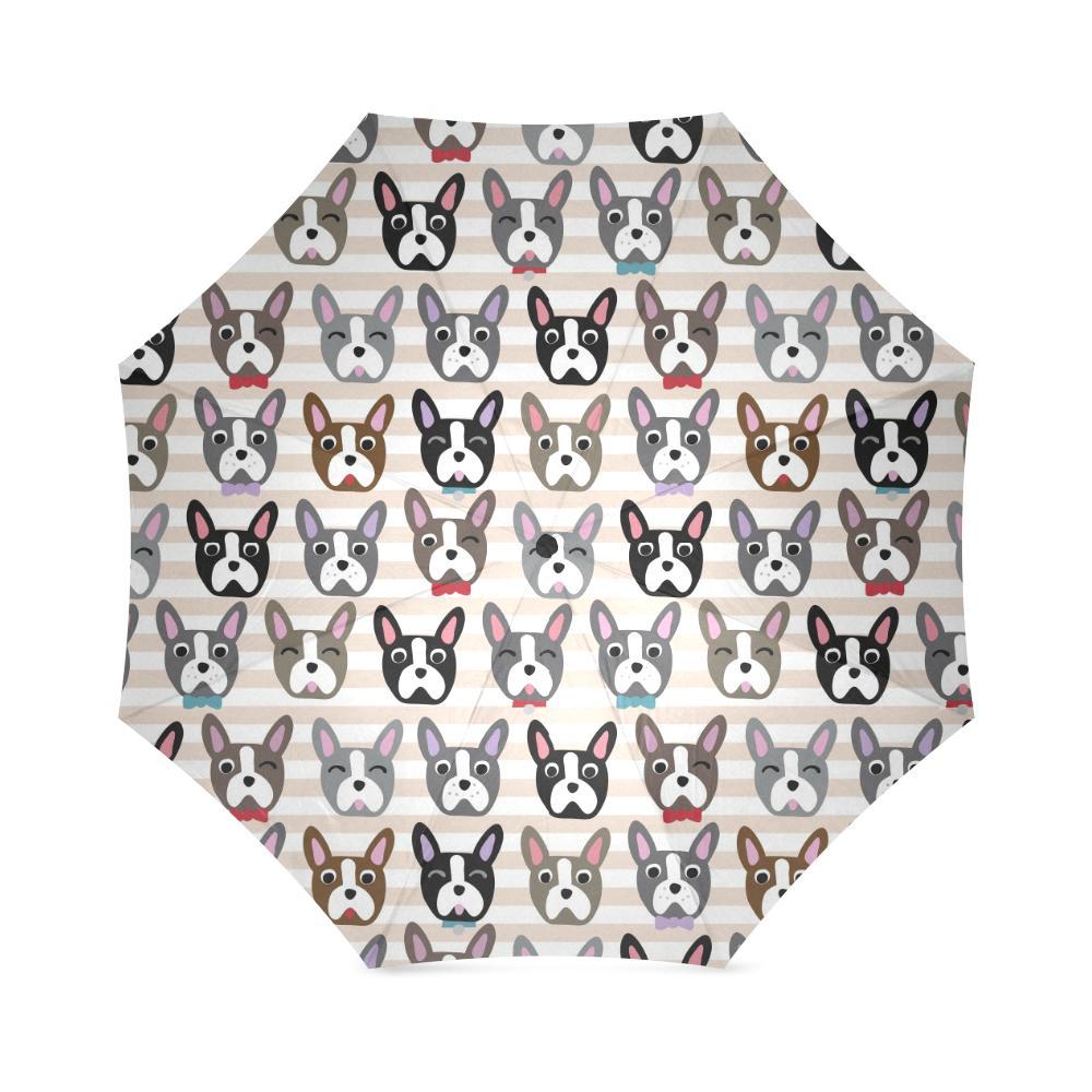 Pattern Print Boston Terrier Foldable Umbrella-grizzshop