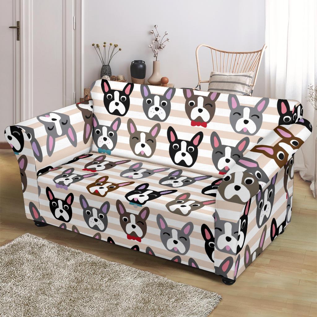 Pattern Print Boston Terrier Loveseat Cover-grizzshop