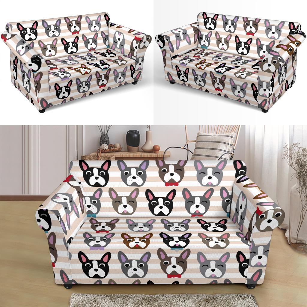 Pattern Print Boston Terrier Loveseat Cover-grizzshop