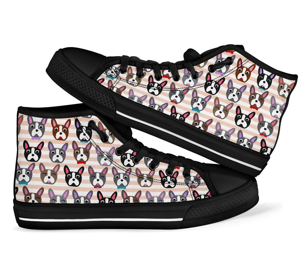 Pattern Print Boston Terrier Men Women's High Top Shoes-grizzshop