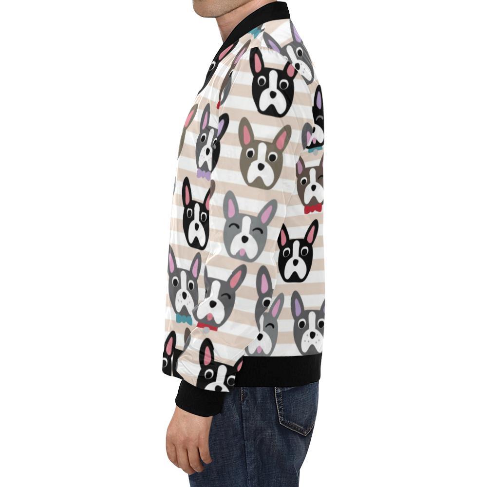 Pattern Print Boston Terrier Men's Bomber Jacket-grizzshop