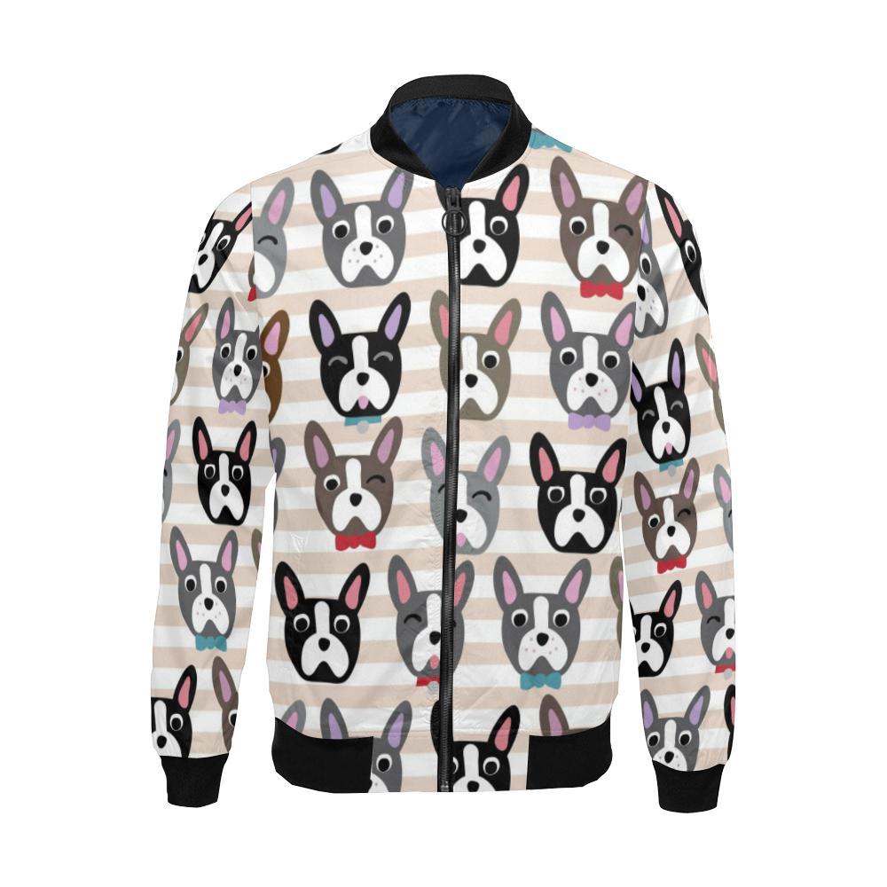 Pattern Print Boston Terrier Men's Bomber Jacket-grizzshop