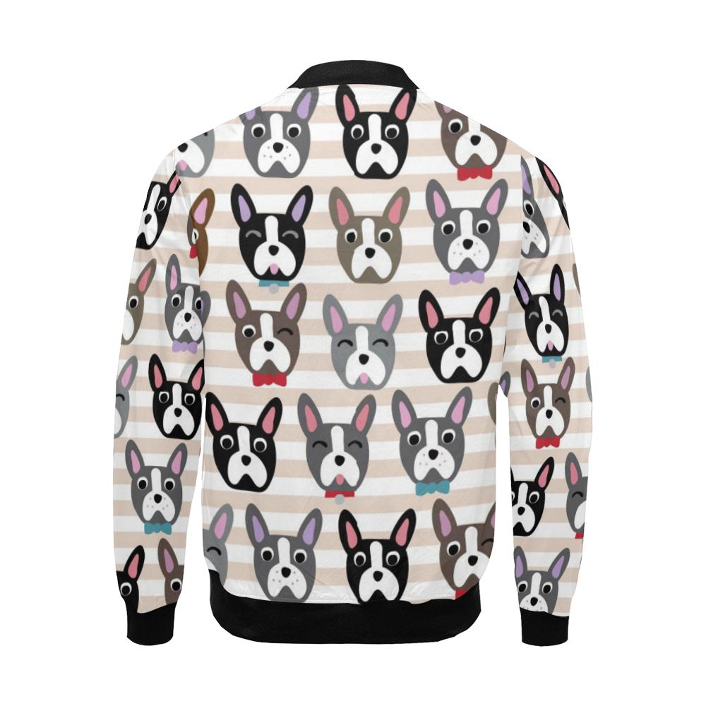 Pattern Print Boston Terrier Men's Bomber Jacket-grizzshop