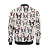 Pattern Print Boston Terrier Men's Bomber Jacket-grizzshop