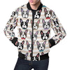 Pattern Print Boston Terrier Men's Bomber Jacket-grizzshop