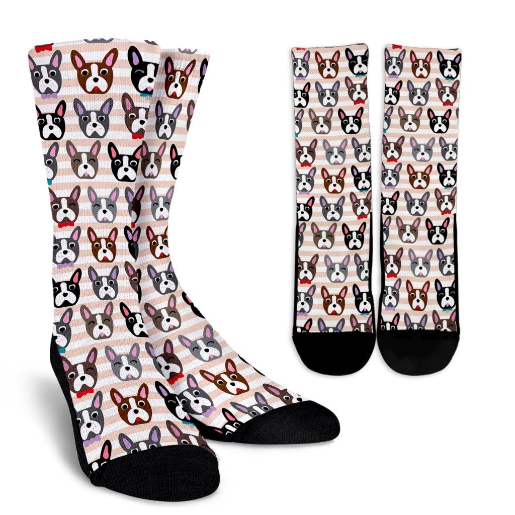 Pattern Print Boston Terrier Unisex Crew Socks-grizzshop