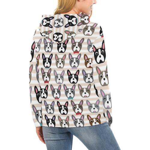 Pattern Print Boston Terrier Women Pullover Hoodie-grizzshop