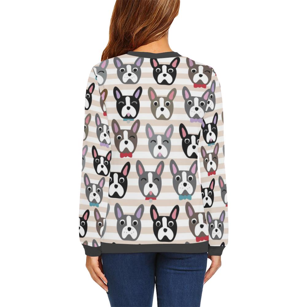 Pattern Print Boston Terrier Women's Sweatshirt-grizzshop