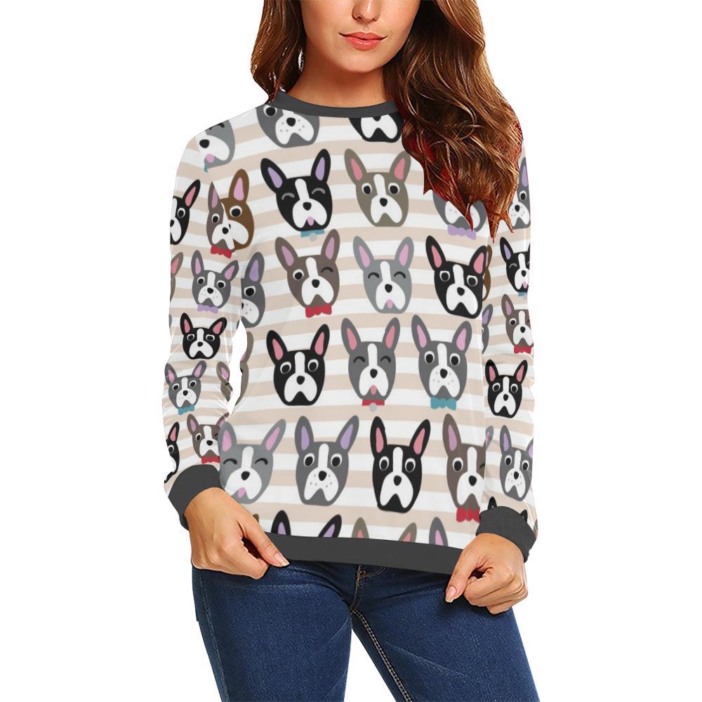 Pattern Print Boston Terrier Women's Sweatshirt-grizzshop