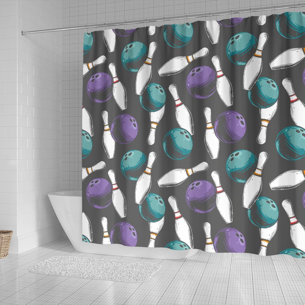 Pattern Print Bowling Bathroom Shower Curtain-grizzshop