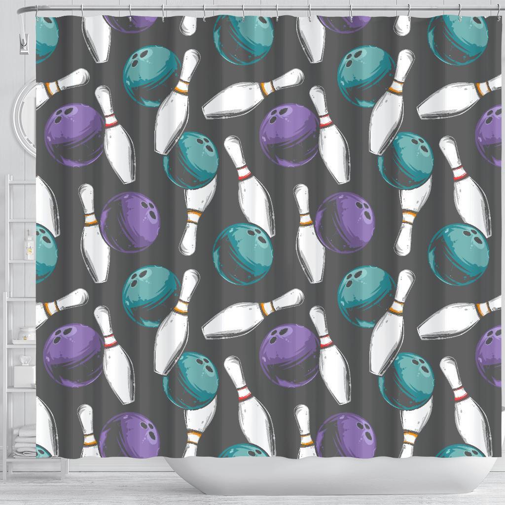 Pattern Print Bowling Bathroom Shower Curtain-grizzshop