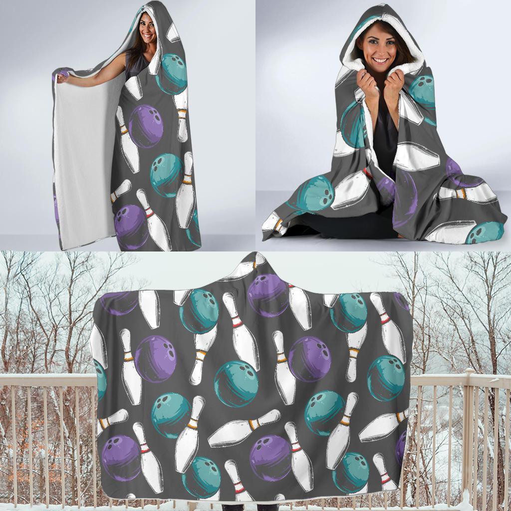 Pattern Print Bowling Hooded Blanket-grizzshop