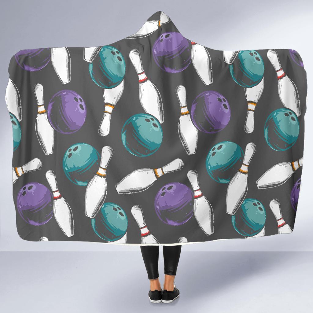 Pattern Print Bowling Hooded Blanket-grizzshop