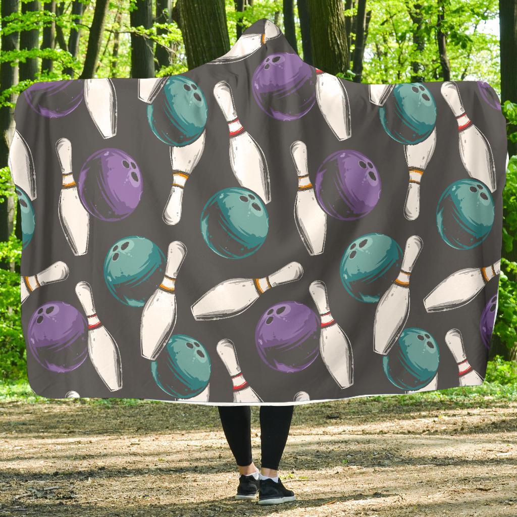 Pattern Print Bowling Hooded Blanket-grizzshop