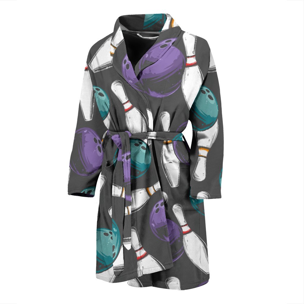 Pattern Print Bowling Men Long Robe-grizzshop