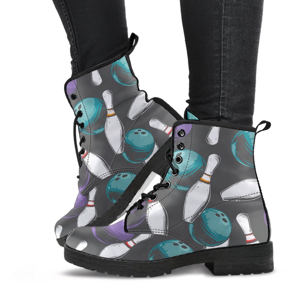 Pattern Print Bowling Men Women Leather Boots-grizzshop