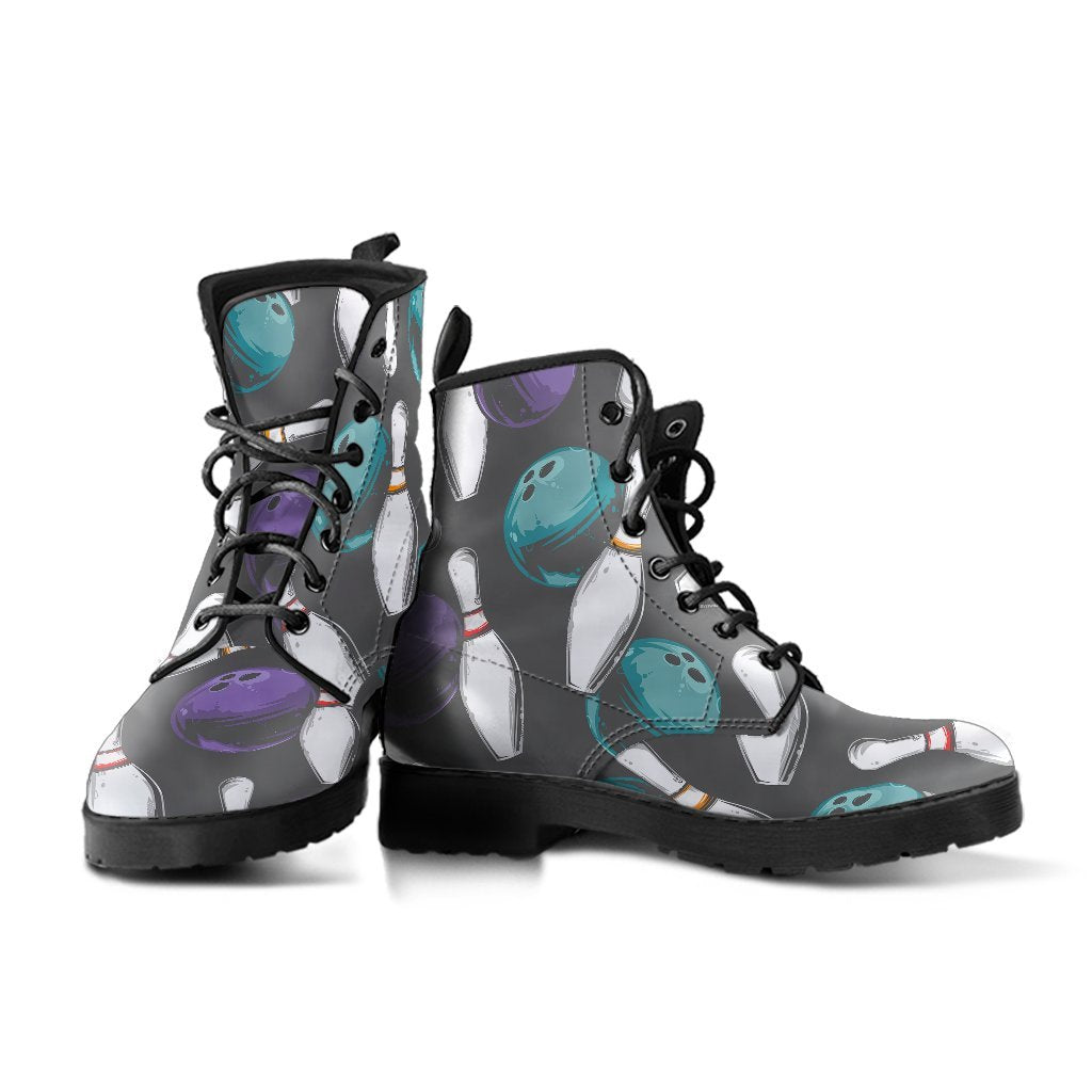 Pattern Print Bowling Men Women Leather Boots-grizzshop