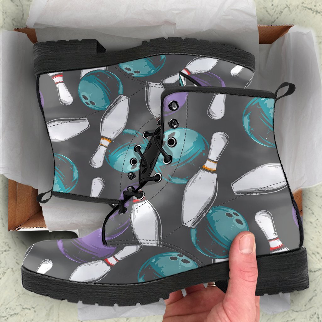 Pattern Print Bowling Men Women Leather Boots-grizzshop