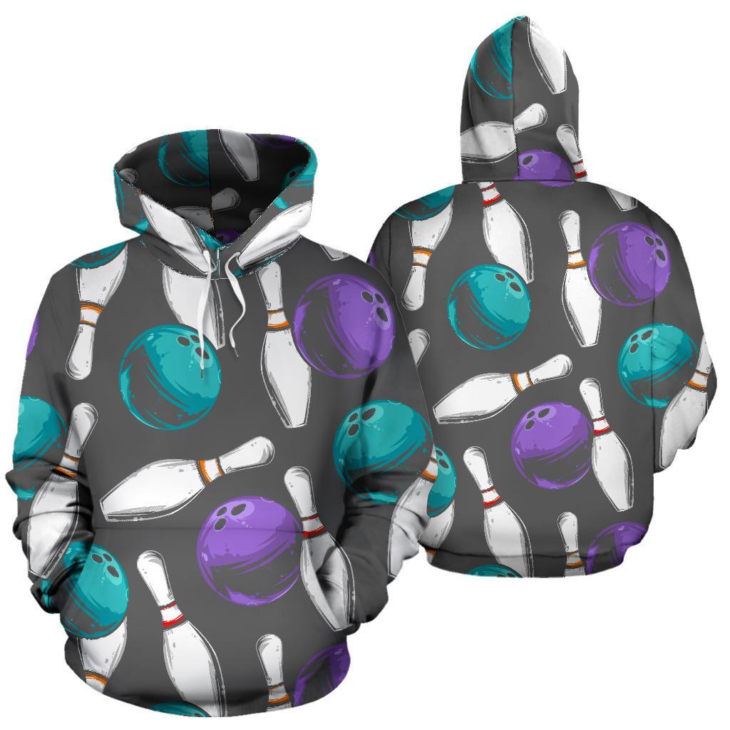 Pattern Print Bowling Men Women Pullover Hoodie-grizzshop