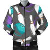 Pattern Print Bowling Men's Bomber Jacket-grizzshop