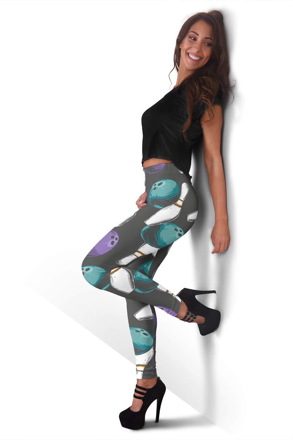 Pattern Print Bowling Women Leggings-grizzshop