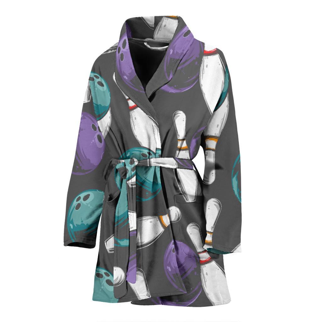 Pattern Print Bowling Women Long Robe-grizzshop