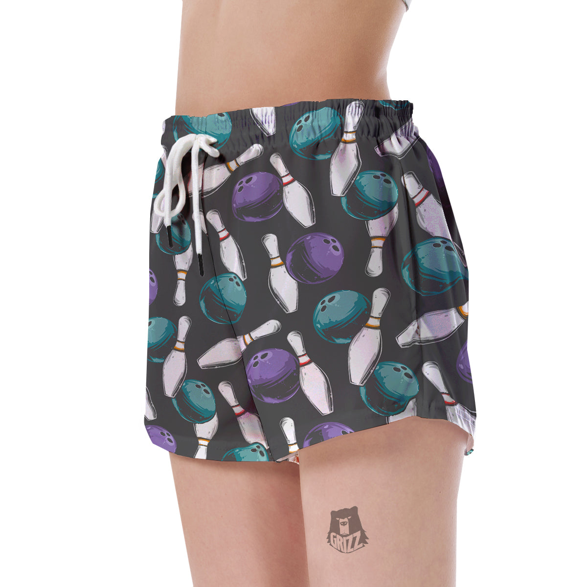 Pattern Print Bowling Women's Shorts-grizzshop