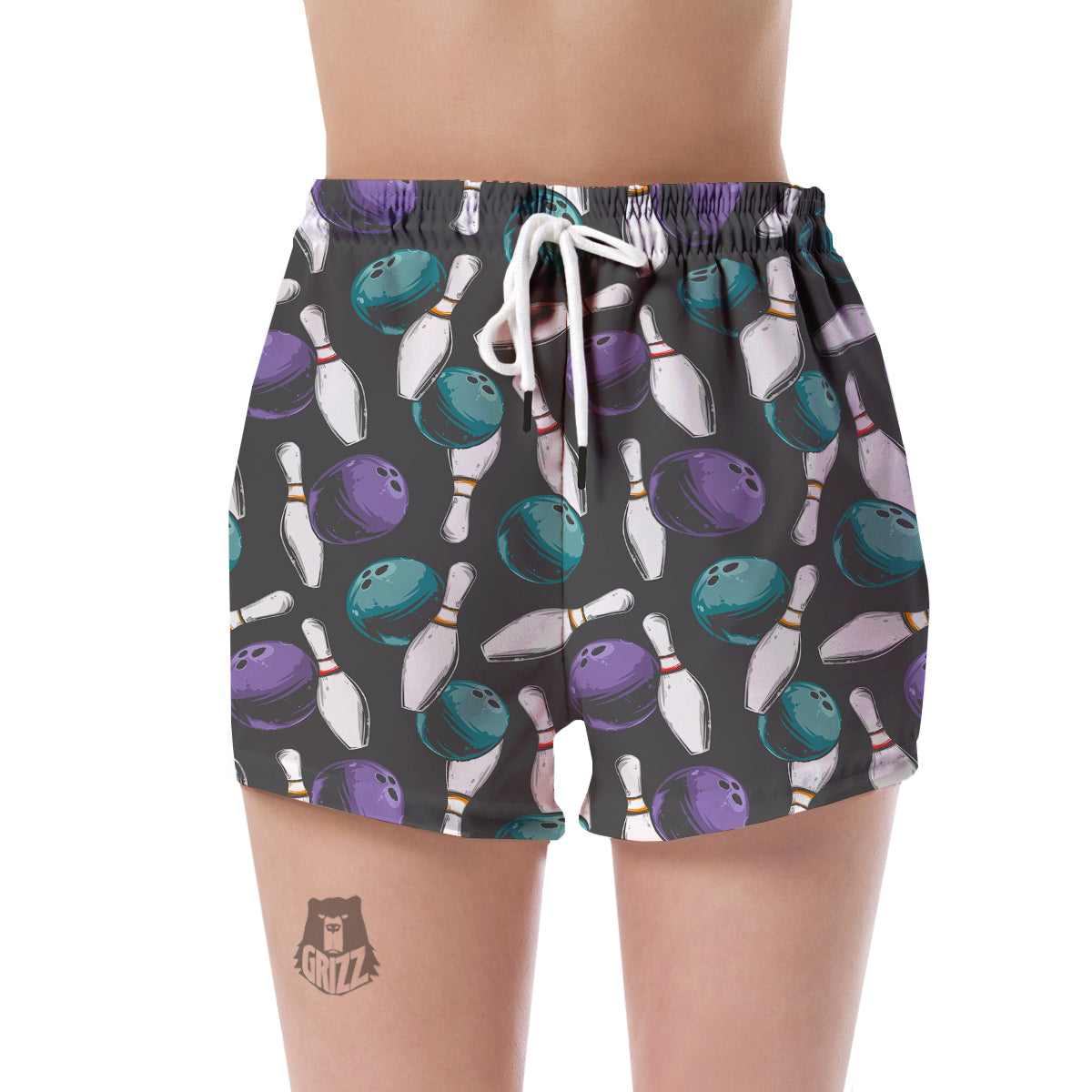 Pattern Print Bowling Women's Shorts-grizzshop