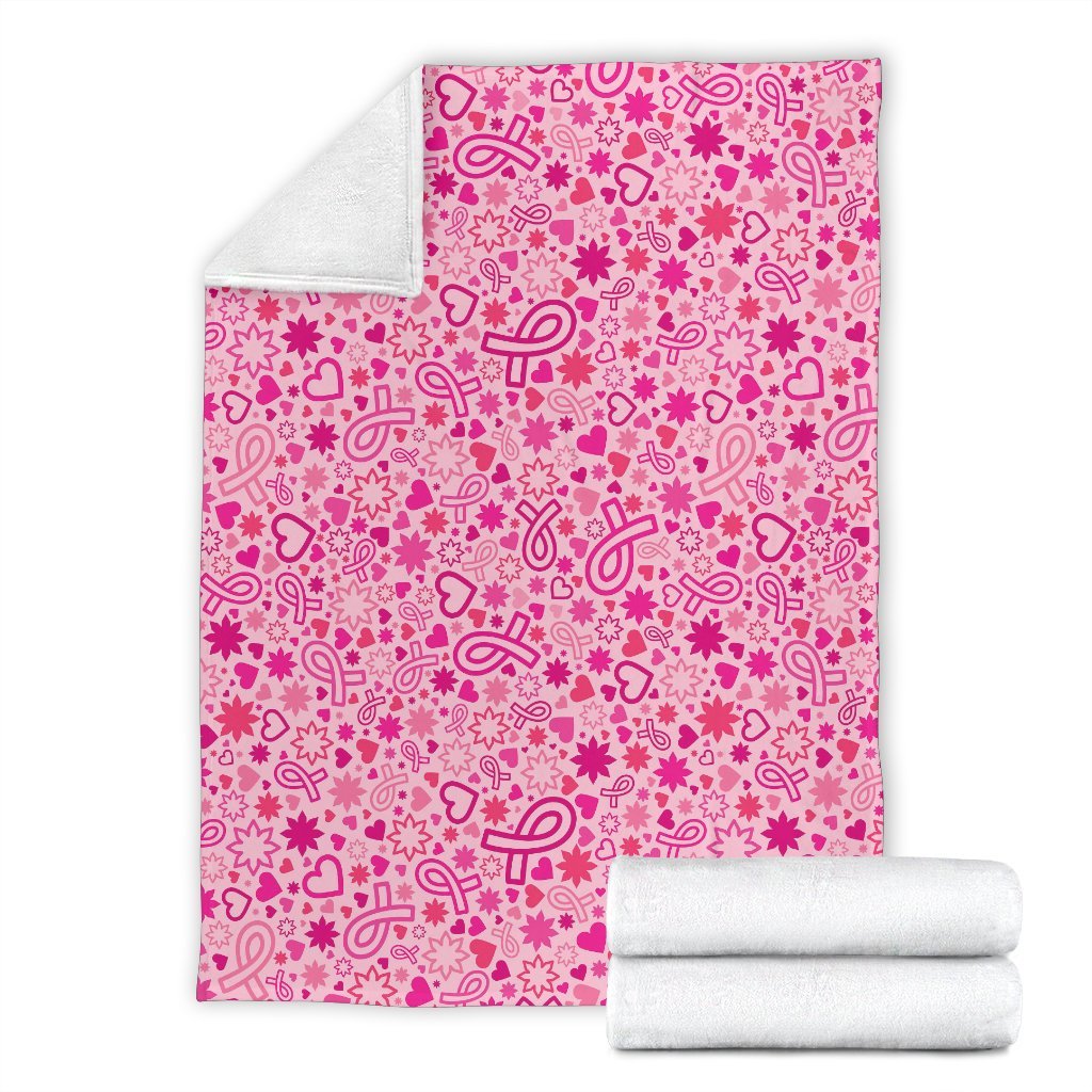 Pattern Print Breast Cancer Awareness Pink Ribbon Blanket-grizzshop