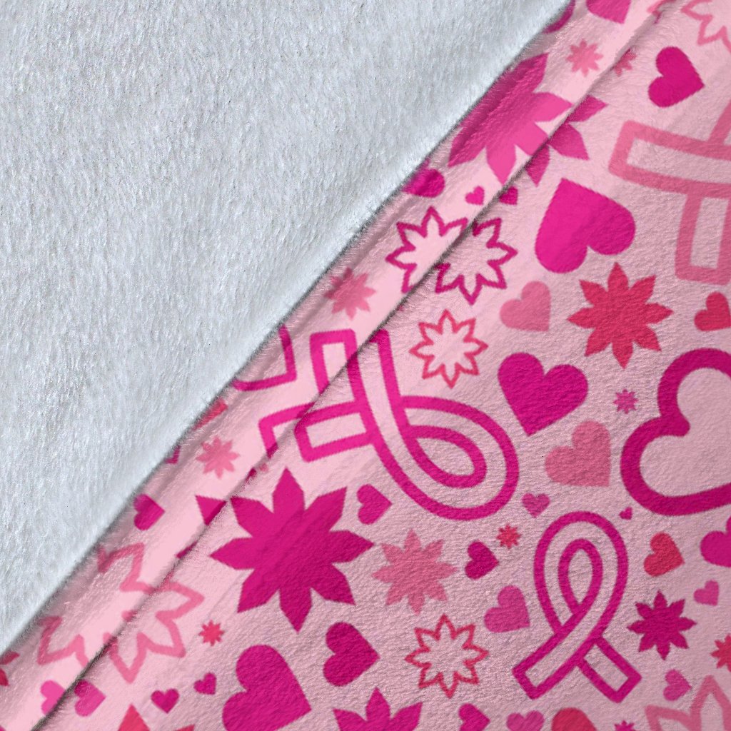 Pattern Print Breast Cancer Awareness Pink Ribbon Blanket-grizzshop