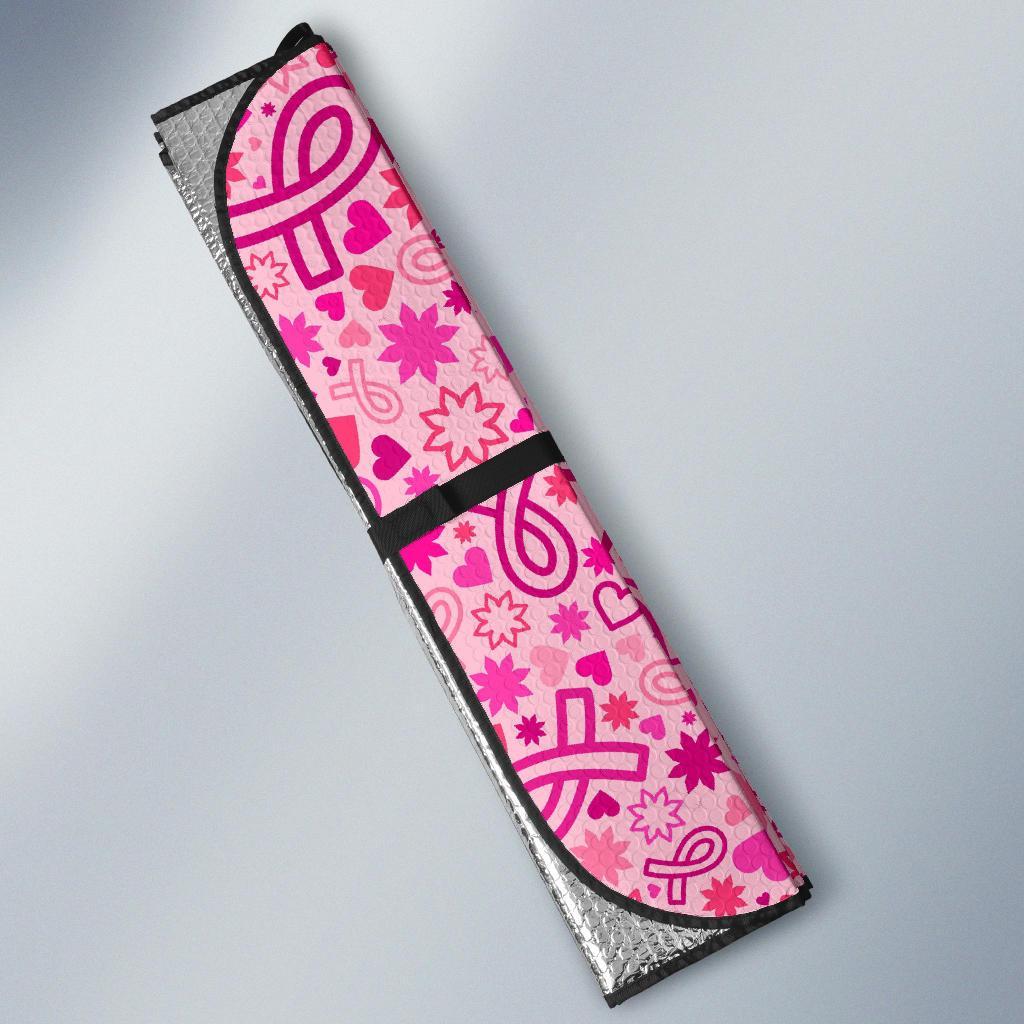 Pattern Print Breast Cancer Awareness Pink Ribbon Car Sun Shade-grizzshop