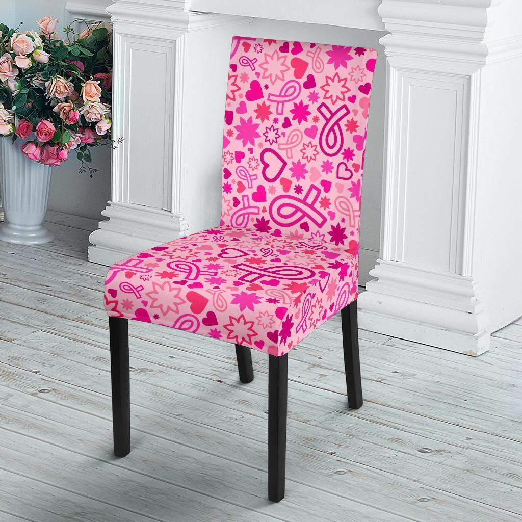 Pattern Print Breast Cancer Awareness Pink Ribbon Chair Cover-grizzshop