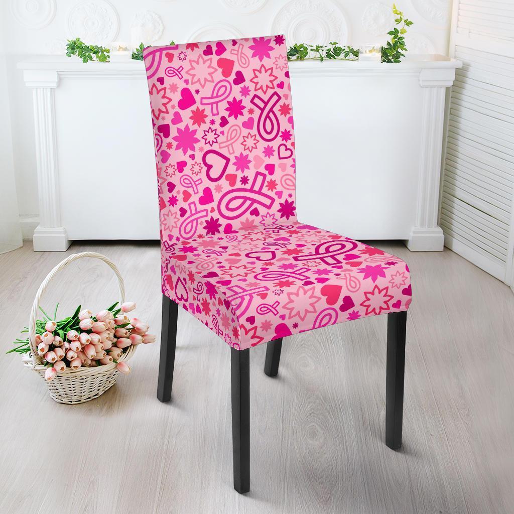 Pattern Print Breast Cancer Awareness Pink Ribbon Chair Cover-grizzshop