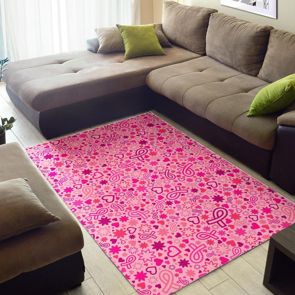 Pattern Print Breast Cancer Awareness Pink Ribbon Floor Mat-grizzshop