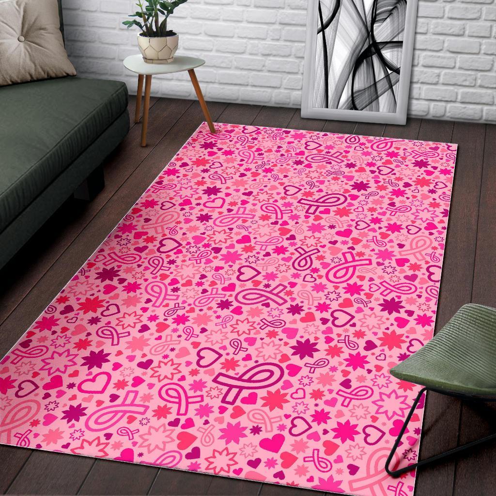 Pattern Print Breast Cancer Awareness Pink Ribbon Floor Mat-grizzshop