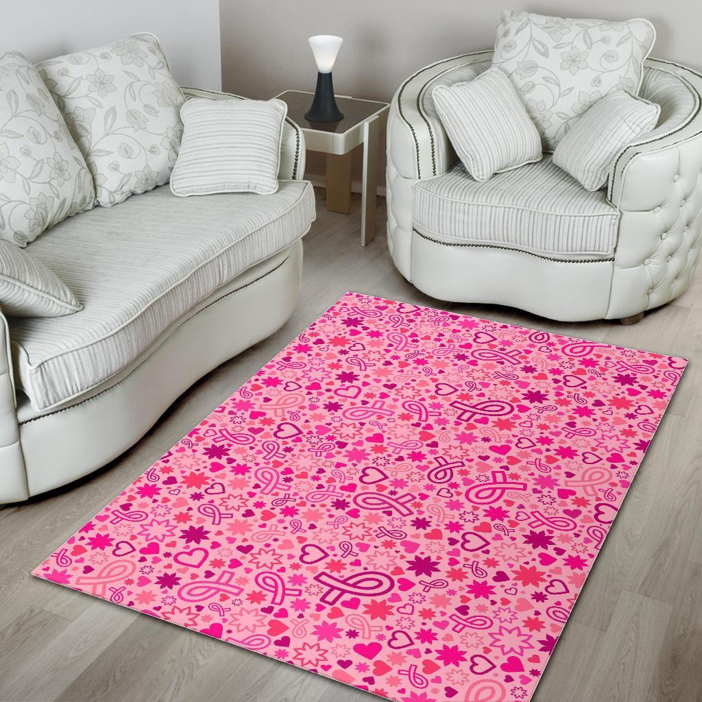 Pattern Print Breast Cancer Awareness Pink Ribbon Floor Mat-grizzshop