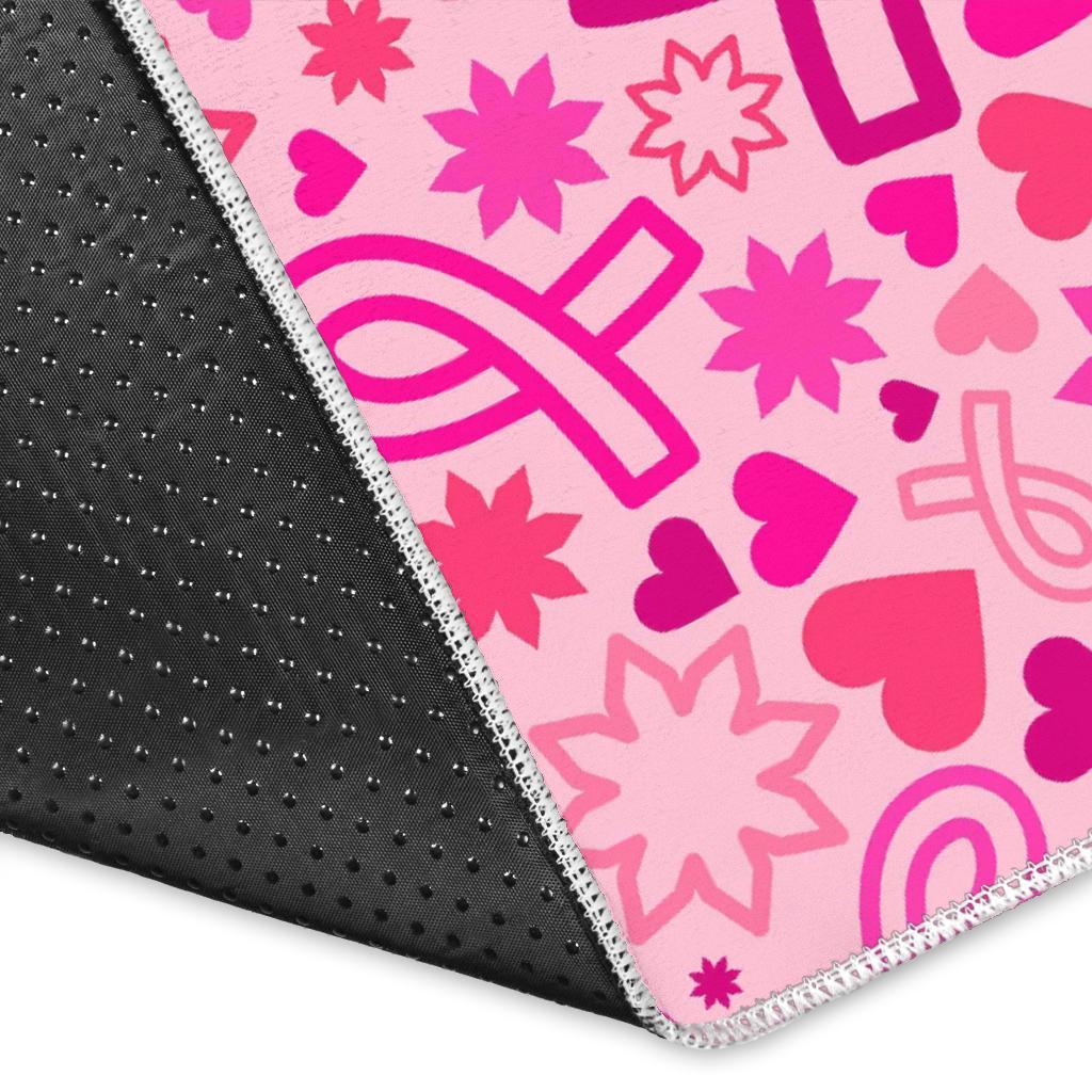 Pattern Print Breast Cancer Awareness Pink Ribbon Floor Mat-grizzshop