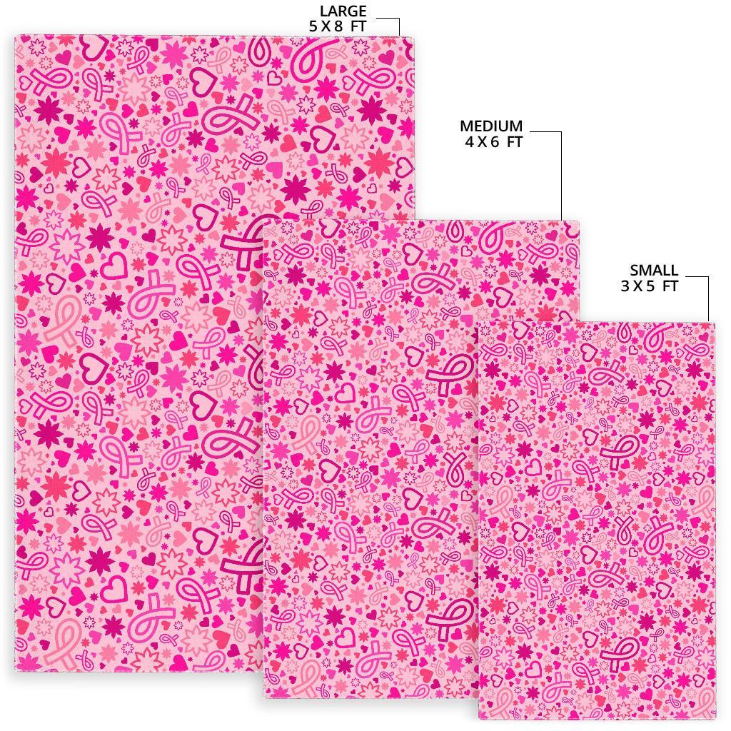 Pattern Print Breast Cancer Awareness Pink Ribbon Floor Mat-grizzshop