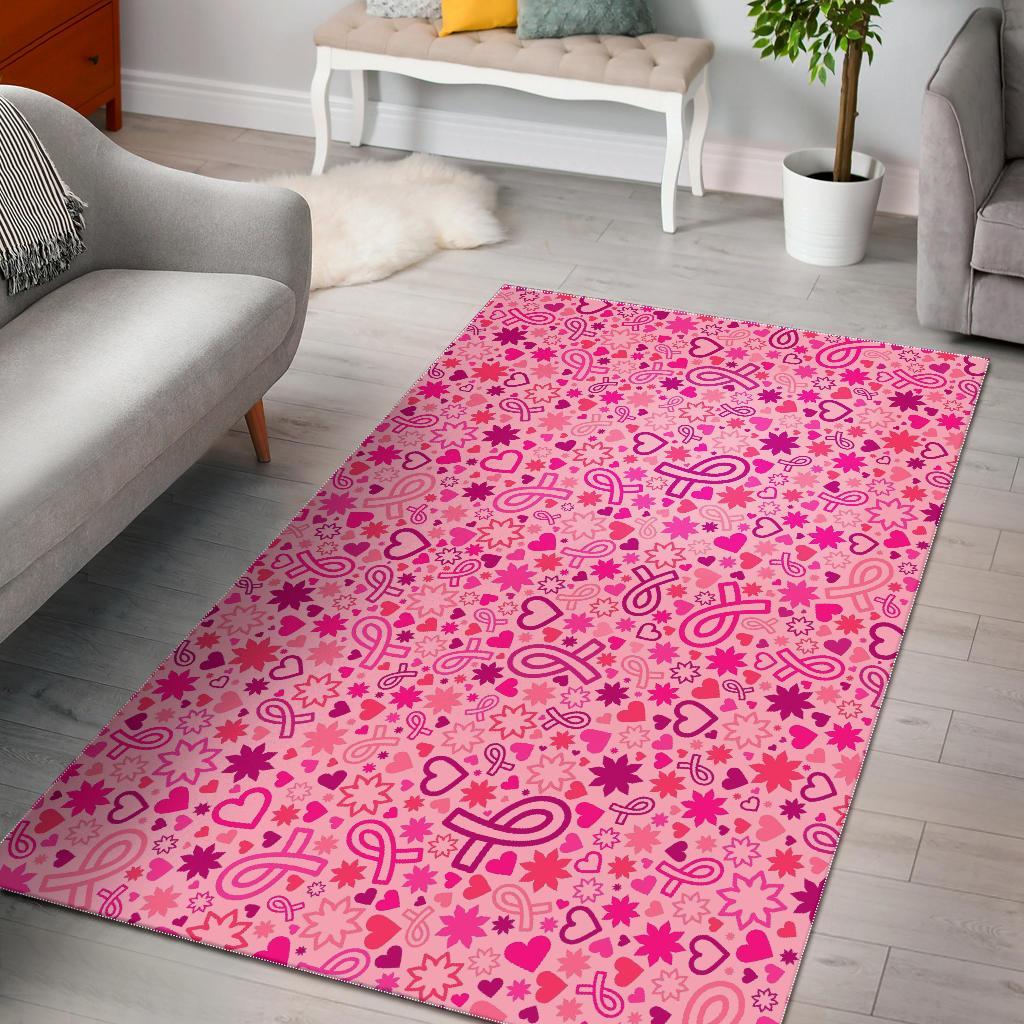 Pattern Print Breast Cancer Awareness Pink Ribbon Floor Mat-grizzshop