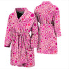 Pattern Print Breast Cancer Awareness Pink Ribbon Men Long Robe-grizzshop