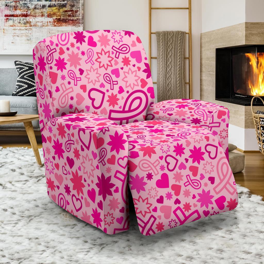 Pattern Print Breast Cancer Awareness Pink Ribbon Recliner Cover-grizzshop