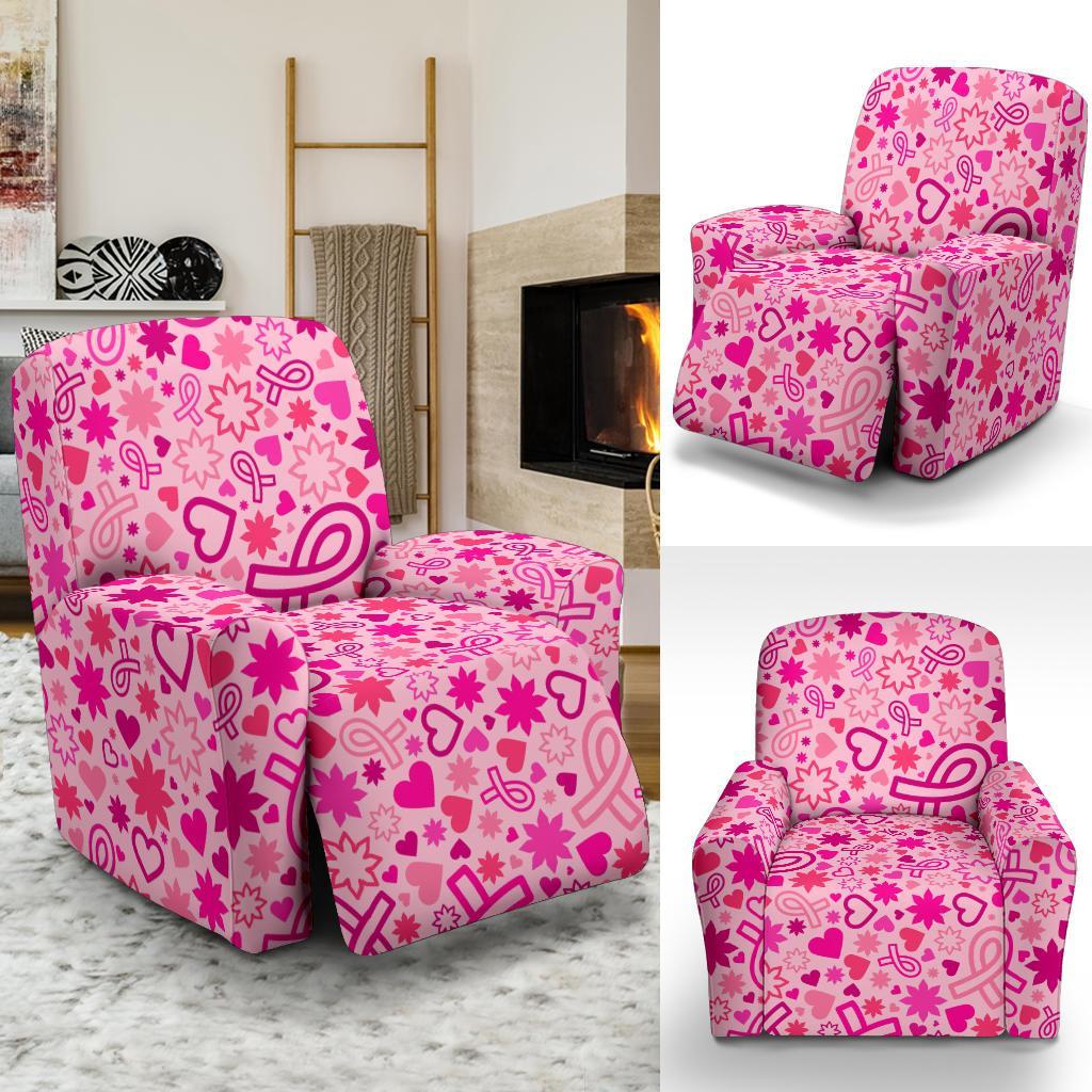 Pattern Print Breast Cancer Awareness Pink Ribbon Recliner Cover-grizzshop