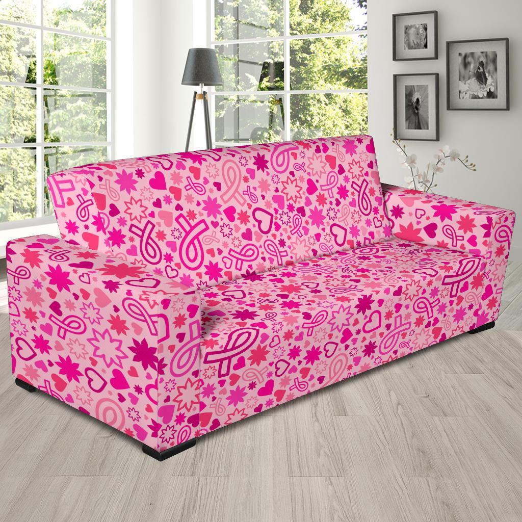 Pattern Print Breast Cancer Awareness Pink Ribbon Sofa Covers-grizzshop