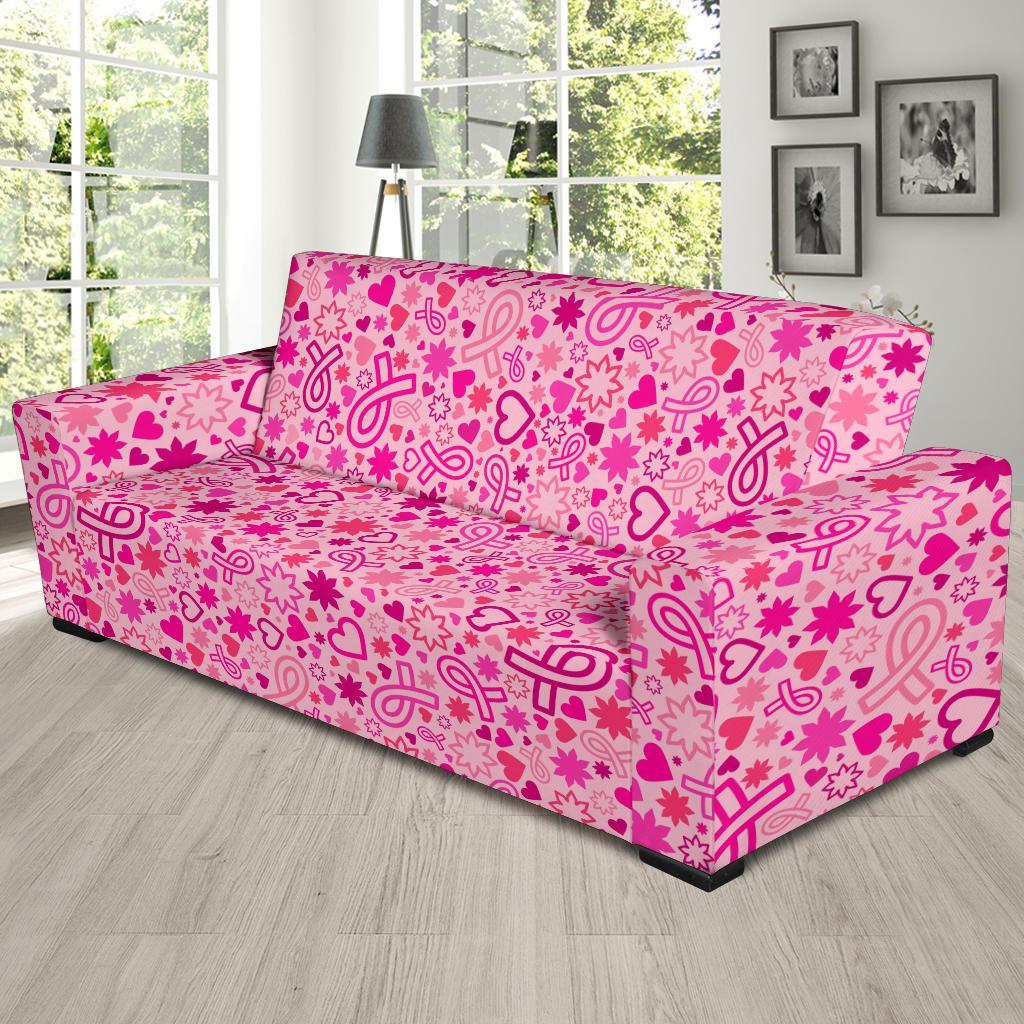 Pattern Print Breast Cancer Awareness Pink Ribbon Sofa Covers-grizzshop