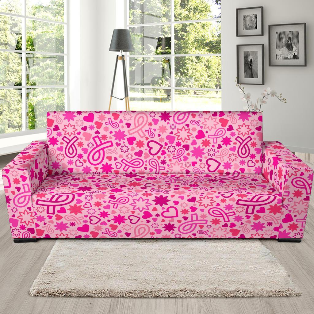 Pattern Print Breast Cancer Awareness Pink Ribbon Sofa Covers-grizzshop