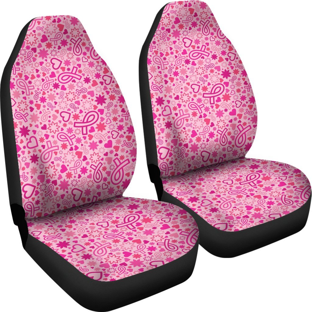 Pattern Print Breast Cancer Awareness Pink Ribbon Universal Fit Car Seat Cover-grizzshop