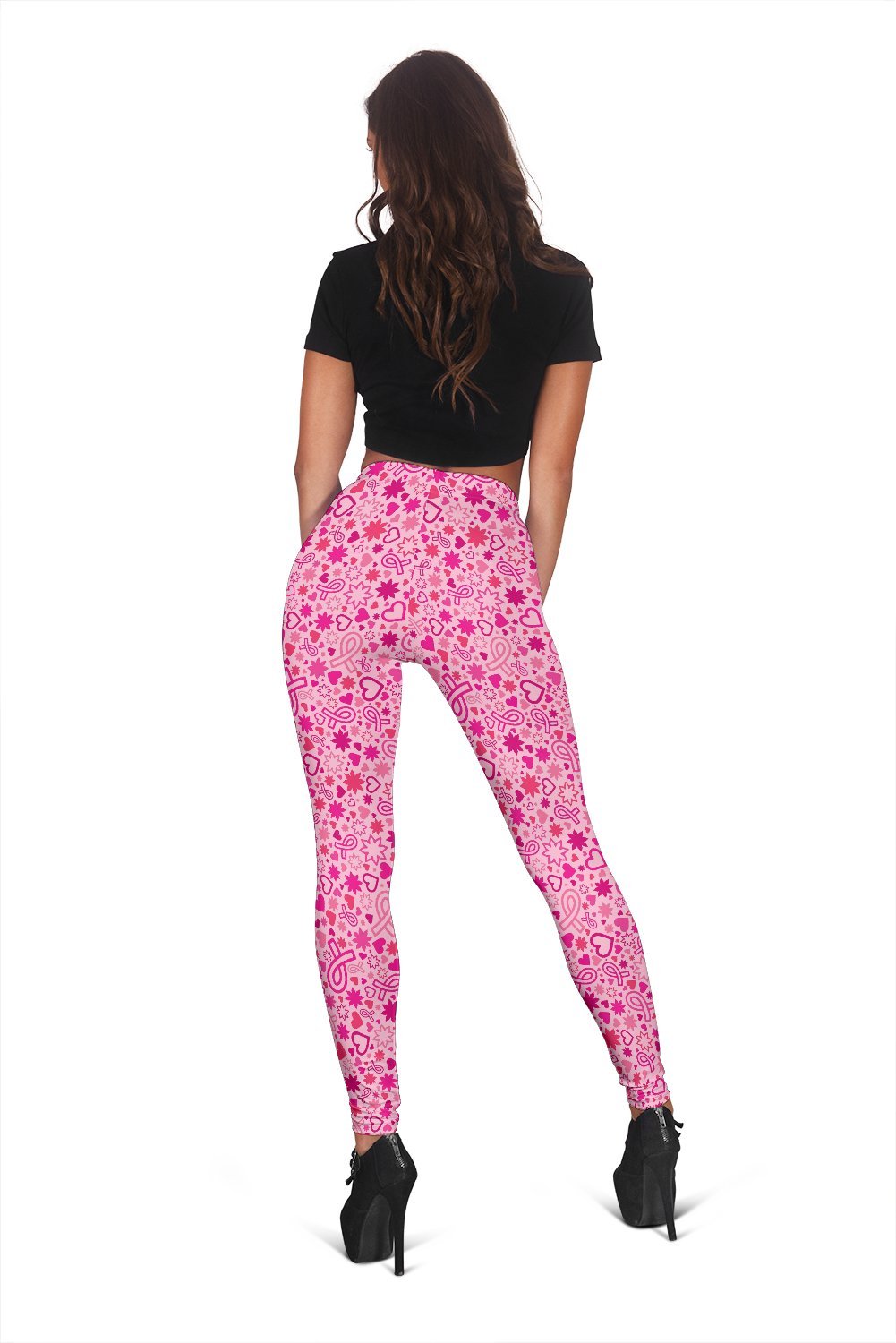 Pattern Print Breast Cancer Awareness Pink Ribbon Women Leggings-grizzshop