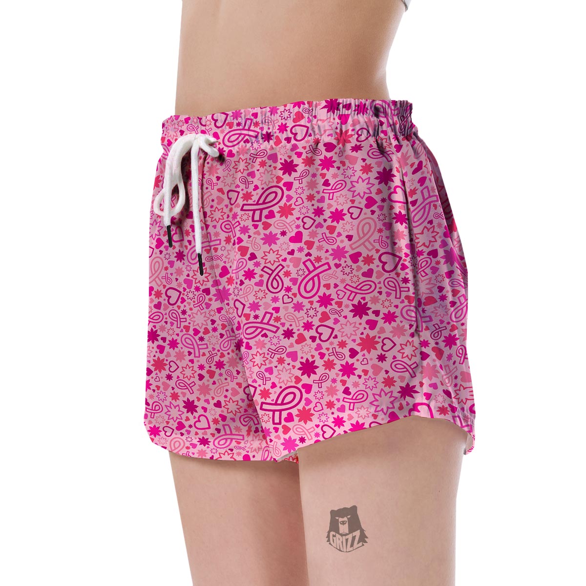 Pattern Print Breast Cancer Awareness Pink Ribbon Women's Shorts-grizzshop