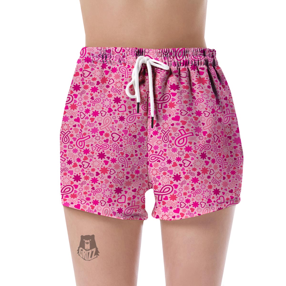 Pattern Print Breast Cancer Awareness Pink Ribbon Women's Shorts-grizzshop