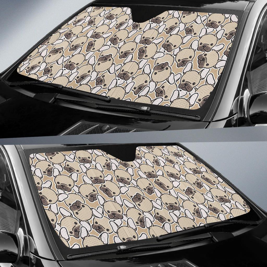 Pattern Print Bulldog Car Sun Shade-grizzshop